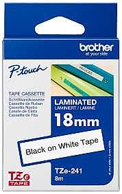 BROTHER TZE-241 18MM BLACK ON WHITE TAPE