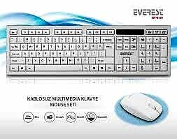 EVEREST KM-6121 BEYAZ KABLOSUZ Q KLAVYE+MOUSE SET