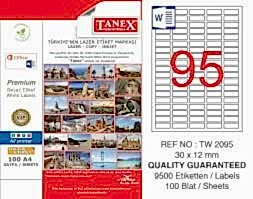 TANEX TW-2095 30x12MM HAZIR 100LU ETIKET