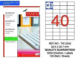 TANEX TW-2040 52,5x29,7MM HAZIR 100LU ETIKET