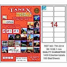 TANEX TW-2014 PLYSTR 25LI 99,1x38MM HAZIR ETIKET