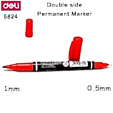 DELİ PERMANENT MARKER ÇİFT TARAFLI 1.0-0.5MM KIRMIZI